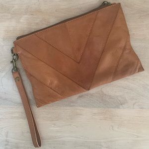 Lucky Brand Brown Leather Wristlet Clutch